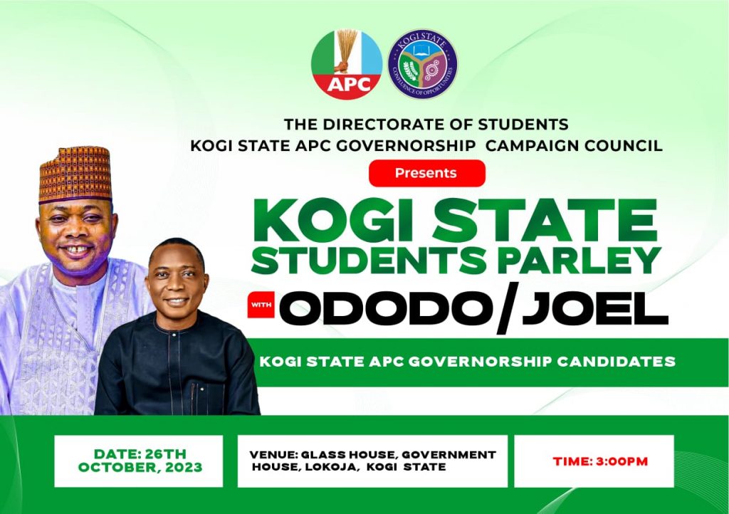 The Students Mobilization Directorate, APC Kogi Campaign Council announces Students Parley with Alhaji Ododo Ahmed Usman