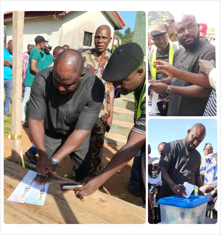 Alhaji Haruna Cast's his vote at his polling unit in Ogidi, Applauds Process