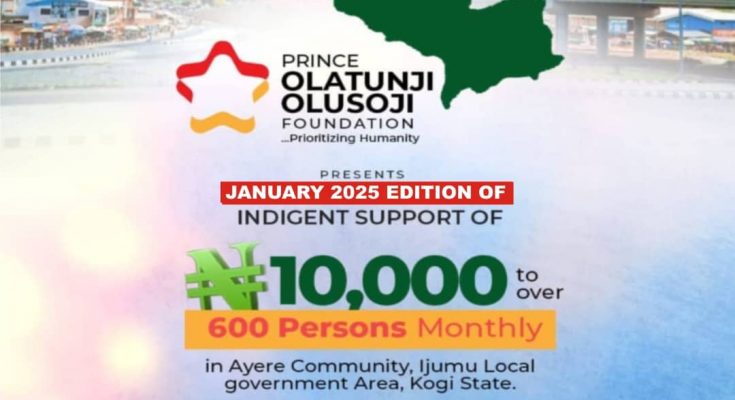 Asiwaju Prince Olatunji Olusoji Takes Action: 600 Beneficiaries again Benefit from Indigent 10,000 Support Program in Ayere Community in January 2025