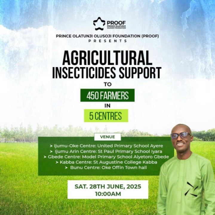 Prince Olatunji Olusoji Foundation Empowers 450 Farmers in Kabba-Bunu/Ijumu with Insecticide Support to Boost Agricultural Productivity